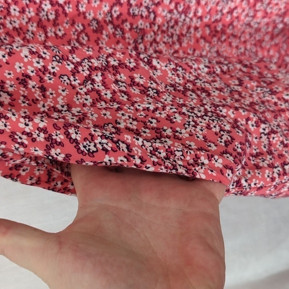 🍉 Gap Pink Microfloral Sleeveless Button Front Dress with Sash Size Small - Picture 4 of 6